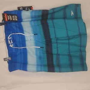 Speedo Men' Comfort Stretch Blue, Green, Boardshort Swim trunks Vertical Stripes